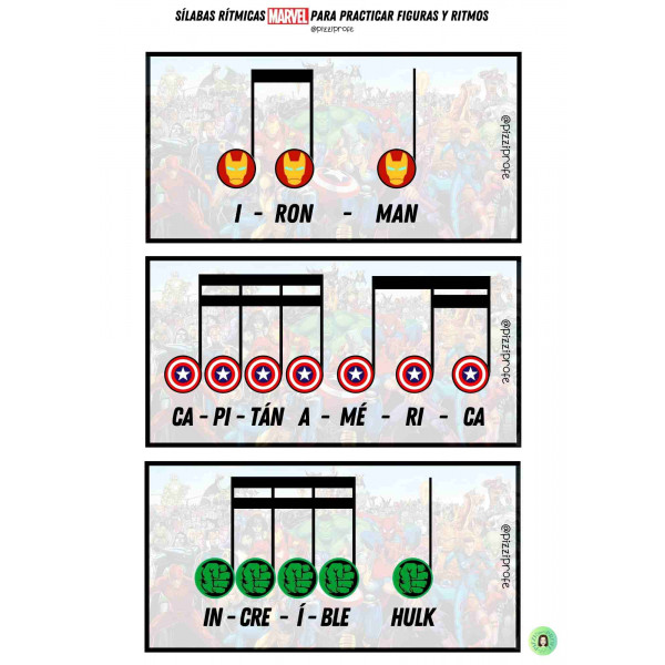 Sílabas rítmicas Marvel by @pizziprofe
