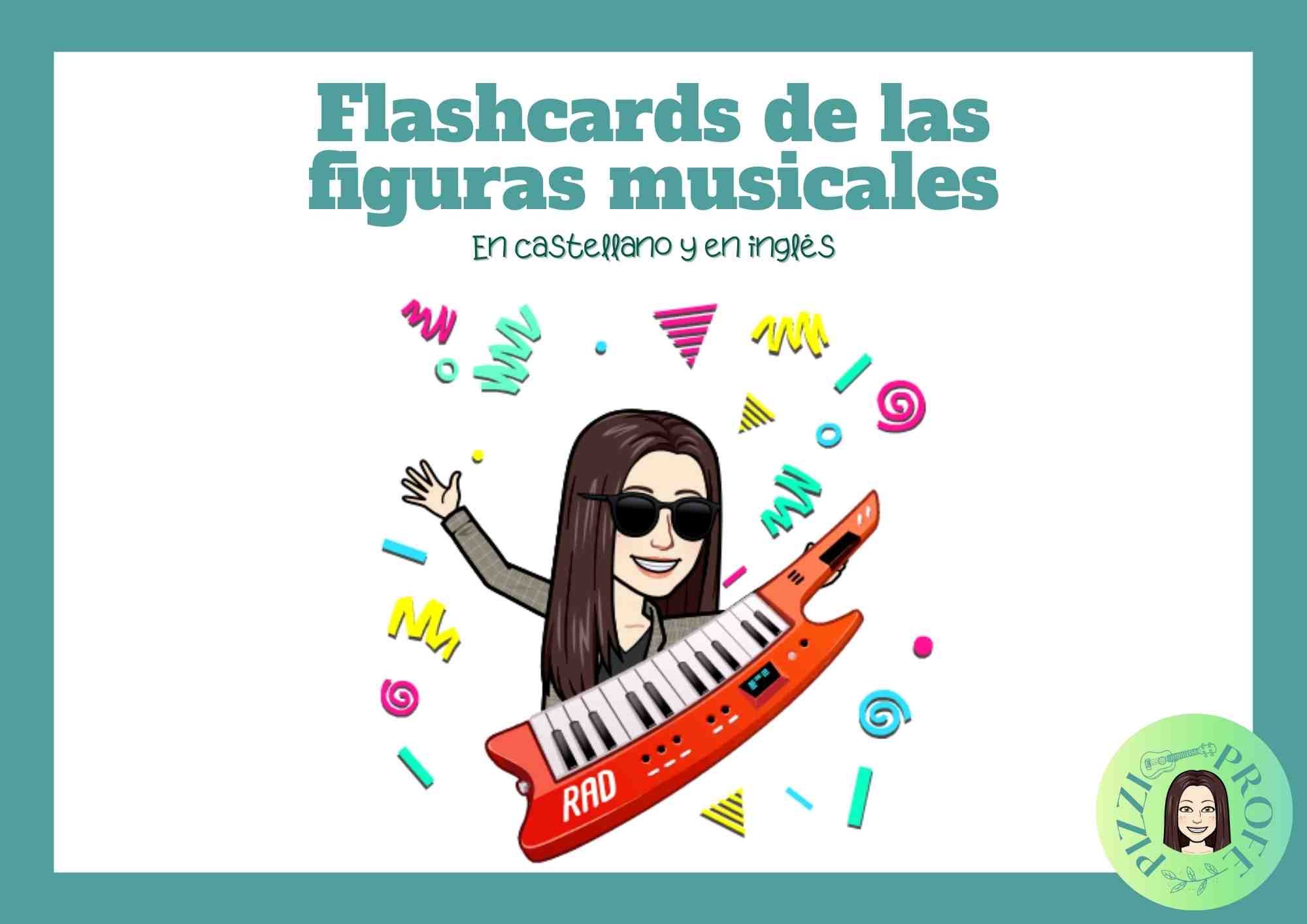 Flashcards figuras musicales en castellano y en inglés by @pizziprofe
