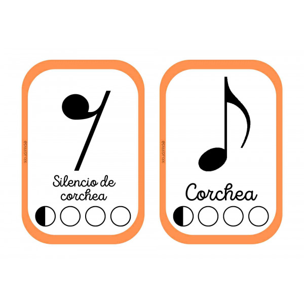 Flashcards figuras musicales en castellano y en inglés by @pizziprofe