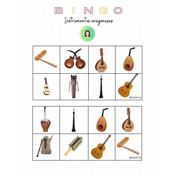 Bingo de Instrumentos Aragoneses by @pizziprofe