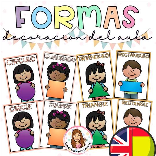 Carteles Formas geométricas colores neutros. Spanish. English