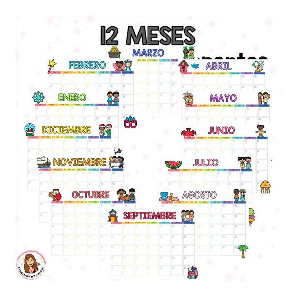 Calendario mensual. Monthly Calendar. Fill in. Spanish