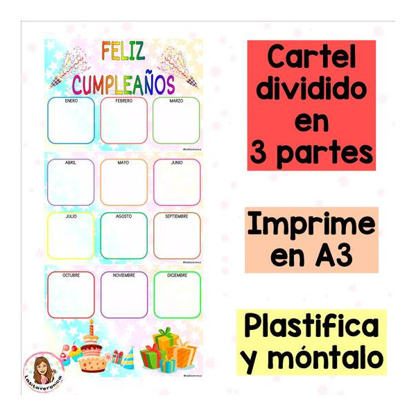 Poster cumpleaños. Spanish