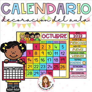 Calendario para el aula. Asamblea. Decoración. Spanish Rainbow