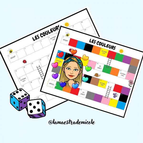 Tablero para trabajar los colores en francés