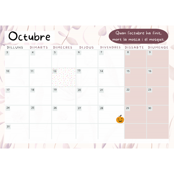 Calendari escolar mensual