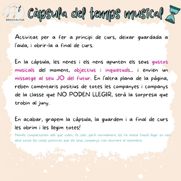 CÀPSULA DEL TEMPS MUSICAL @Musicalitza