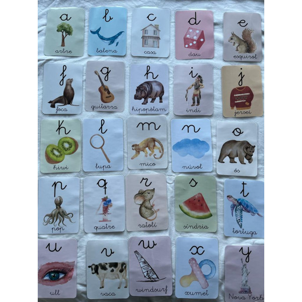 Abecedari català amb lletra lligada