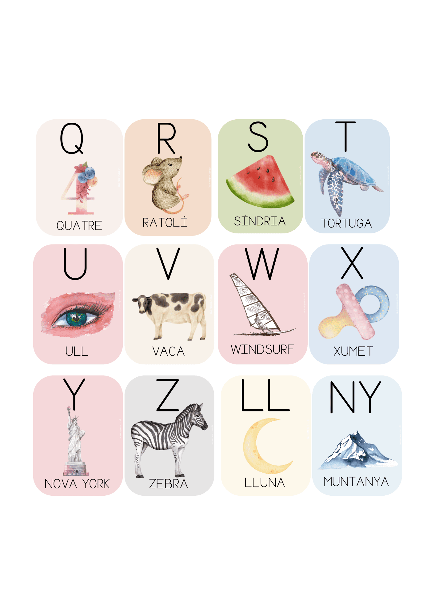 Abecedari català amb lletra de pal