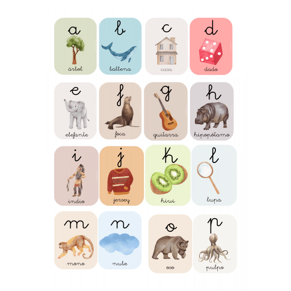 abecedario castellano letra ligada