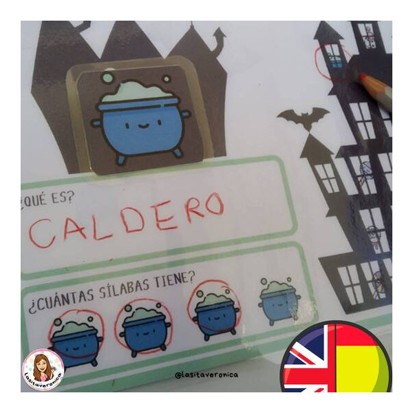 Atención y vocabulario Halloween. Halloween I Spy. Octubre. Vocabulary. Spanish. English.