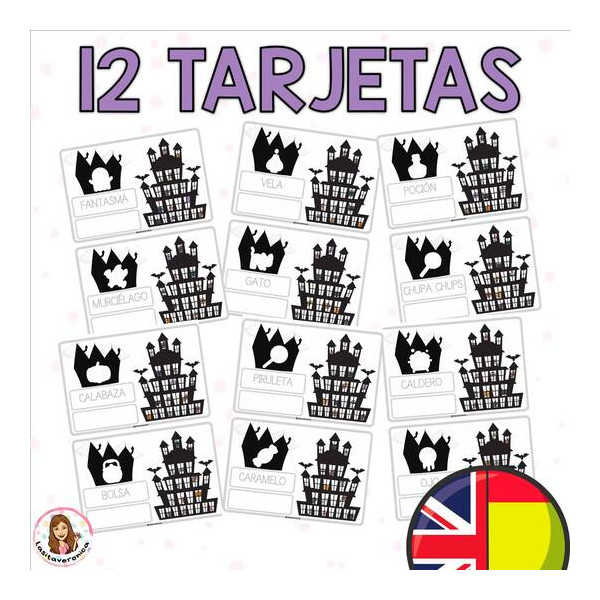 Atención y vocabulario Halloween. Octubre. Halloween I Spy & Vocabulary. October. Spanish. English