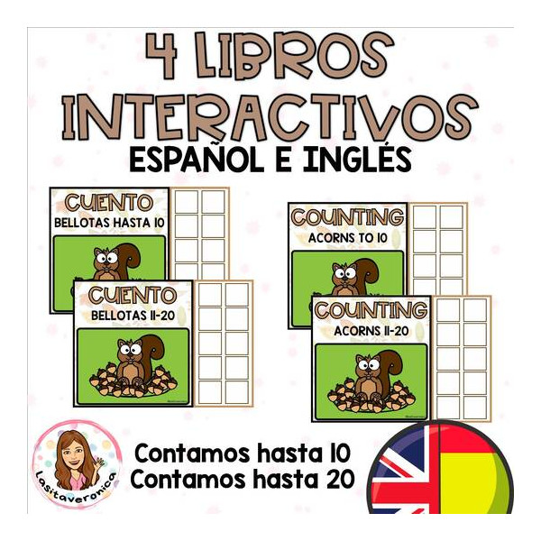 Contamos bellotas. Otoño. Libro interactivo. Tarjetas de conteo.