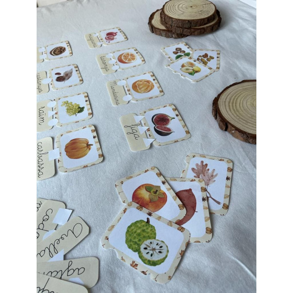 Juego de emparejar el fruto del otoño con su nombre! - castellano - letra ligada