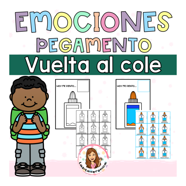 Emociones Pegamento / Glue Emotions. Back to School. August. September. Spanish