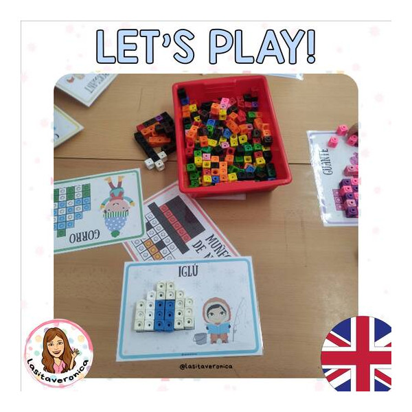 Construimos con policubos en INVIERNO/ Winter Mathlink Cubes Designs. English