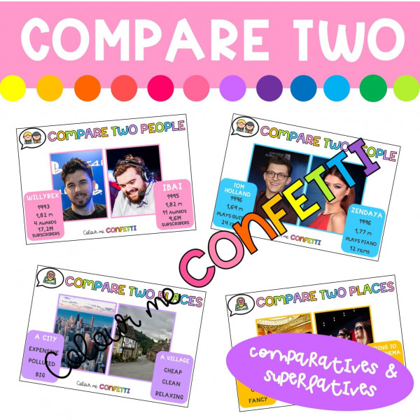 Comparatives & Superlatives - Compare two - Cards