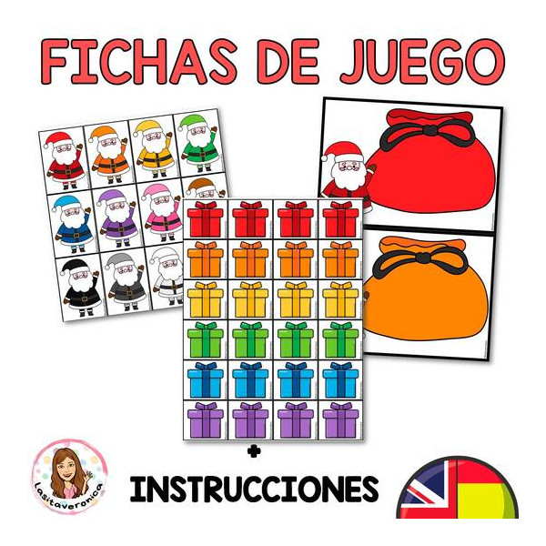 Juego de mesa Navidad. Christmas Game Board. December. Mates Navidad.