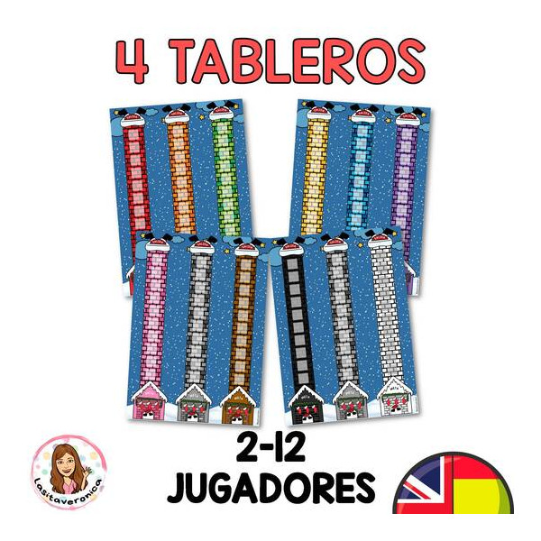 Juego de mesa Navidad. Christmas Game Board. December. Mates Navidad.