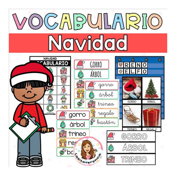Vocabulario Navidad. Christmas Vocabulary. December. Diciembre. Spanish