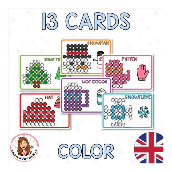 Pompones Invierno/ Winter Pom Poms. January. English. Centers. Fine motor.