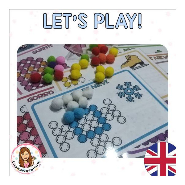 Pompones Invierno/ Winter Pom Poms. January. English. Centers. Fine motor.