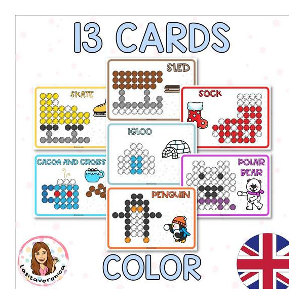 Pompones Invierno/ Winter Pom Poms. January. English. Centers. Fine motor.