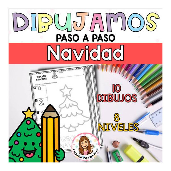 Dibujos paso a paso Navidad. Christmas Directed Drawings December. Spanish
