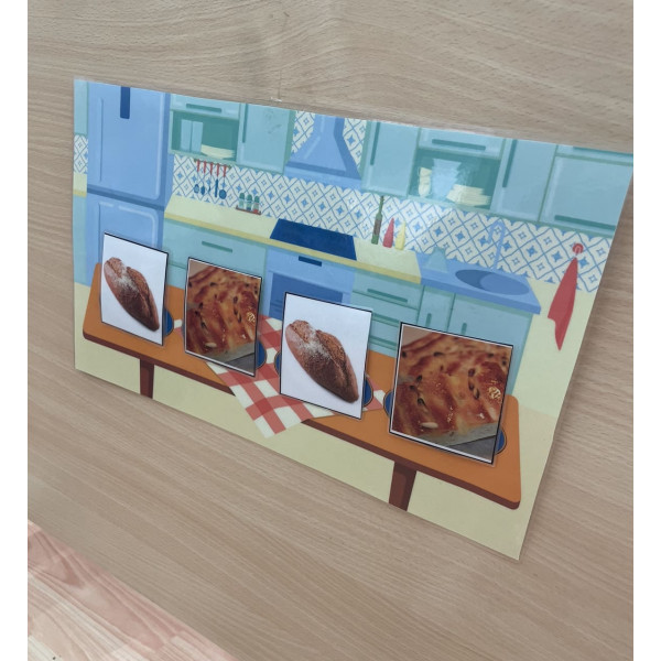 Tarjetas de ritmos musicales con comida