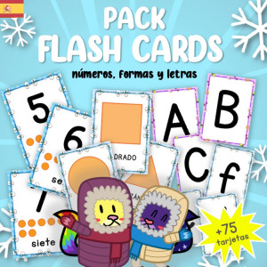 FLASH CARDS – Letras, números y formas – Temática de INVIERNO