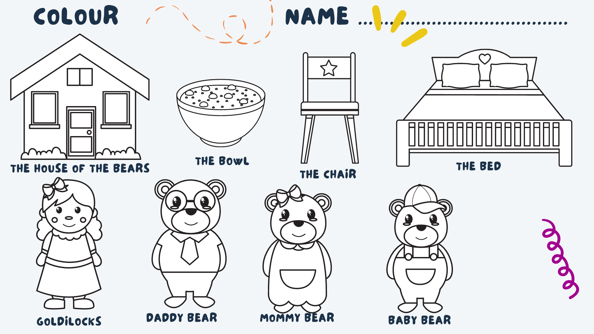 Goldilocks and the 3 bears vocabulary mat