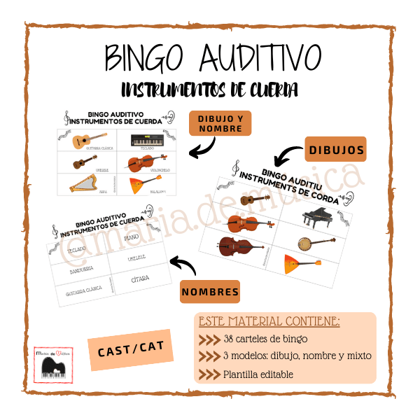 Bingo auditivo instrumentos cuerda