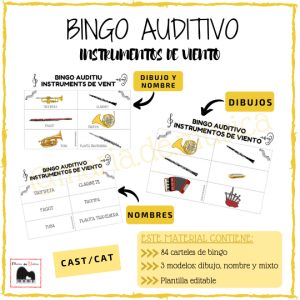 Bingo auditivo instrumentos viento