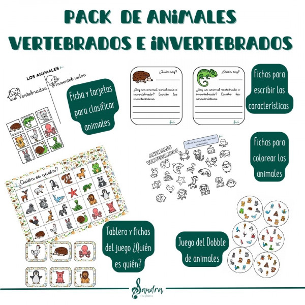 Pack animales vertebrados e invertebrados