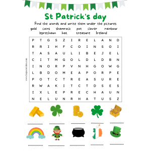 St.Patrick's Day wordsearch & memory game