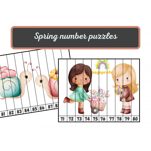 Spring puzzles to 100 - Puzzles primavera números hasta 100