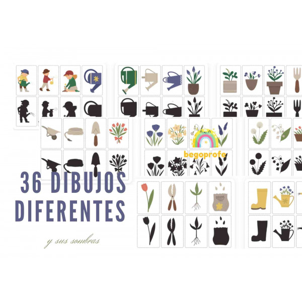 Juego de primavera: emparejar imágenes con su sombra - Spring shadow matching game