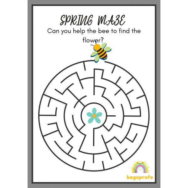 Spring Maze Puzzle Worksheet - Laberintos de primavera