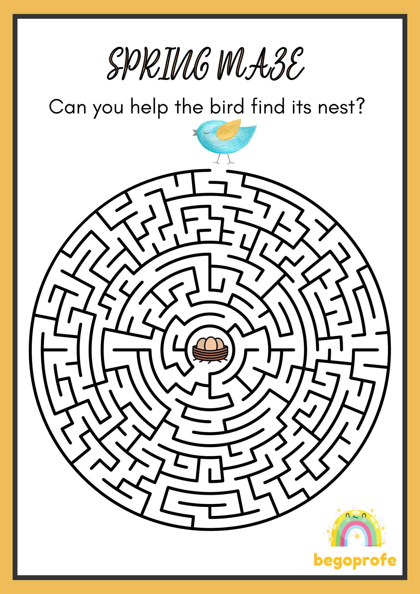Spring Maze Puzzle Worksheet - Laberintos de primavera
