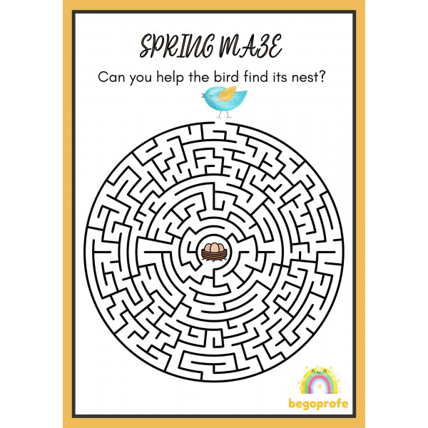 Spring Maze Puzzle Worksheet - Laberintos de primavera