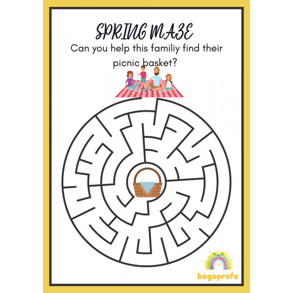 Spring Maze Puzzle Worksheet - Laberintos de primavera