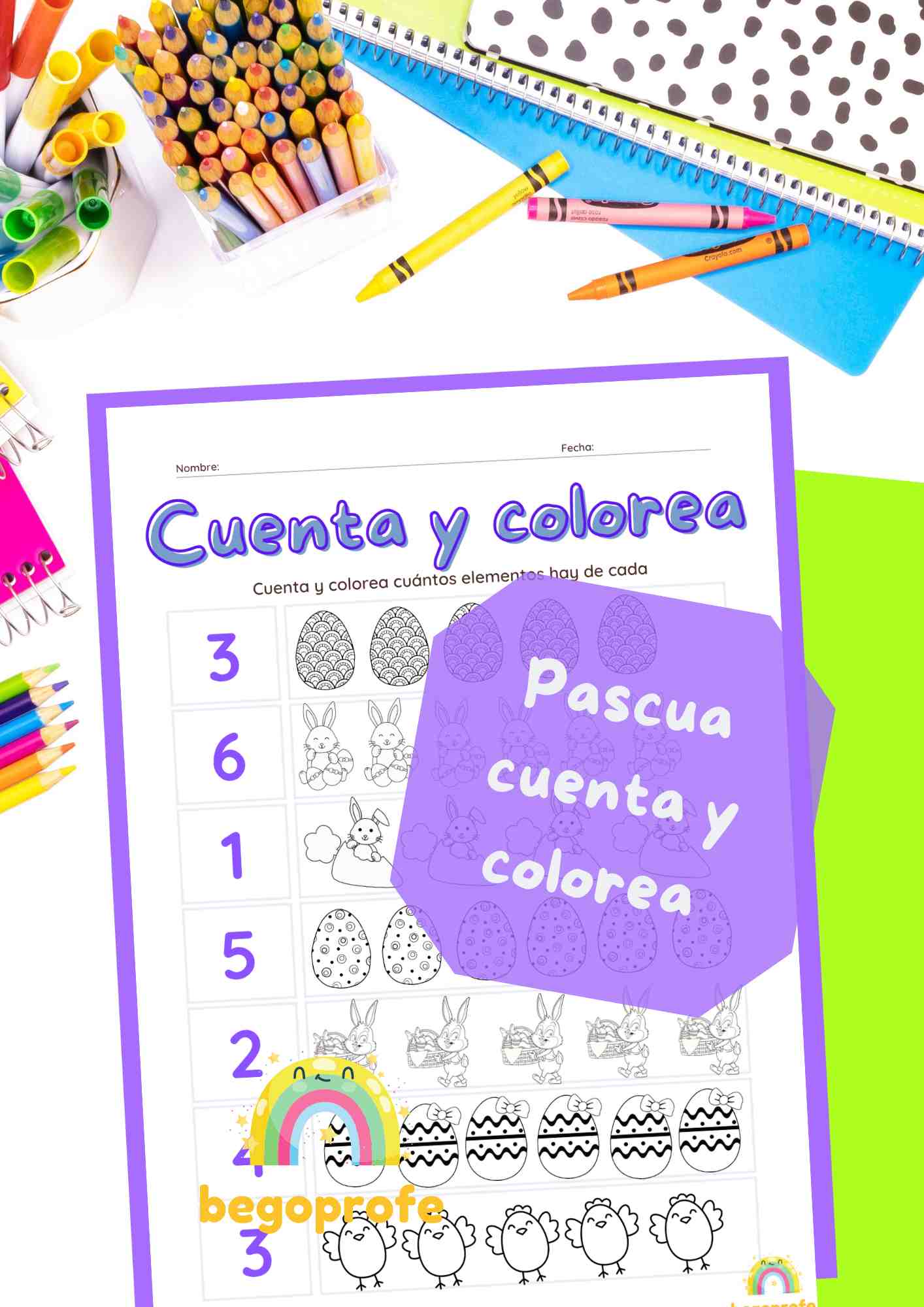 Pascua cuenta y colorea
