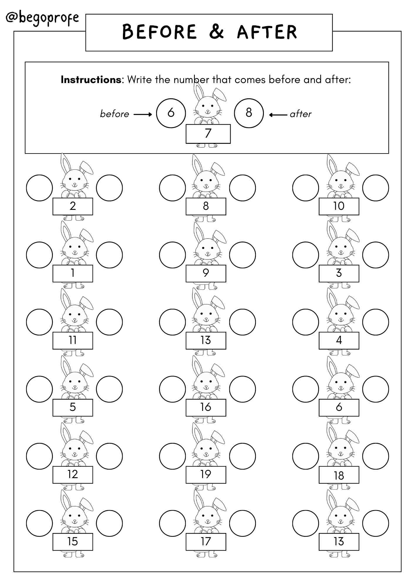 Easter numbers: before and after - Número anterior y posterior Pascua