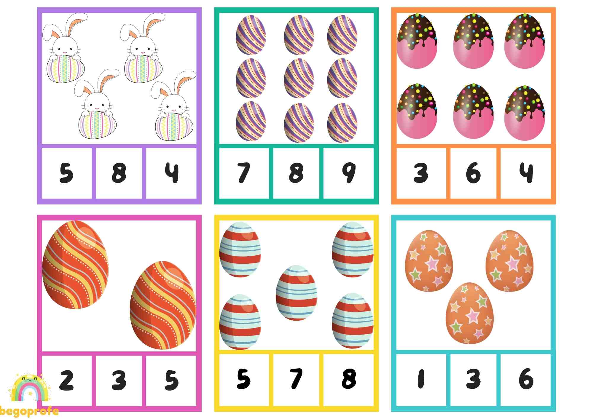 Tarjetas de Pascua para contar - Easter counting clip cards