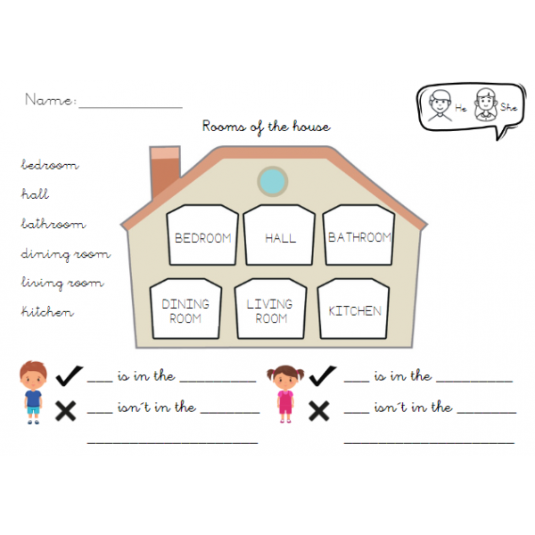 Rooms of the house worksheet