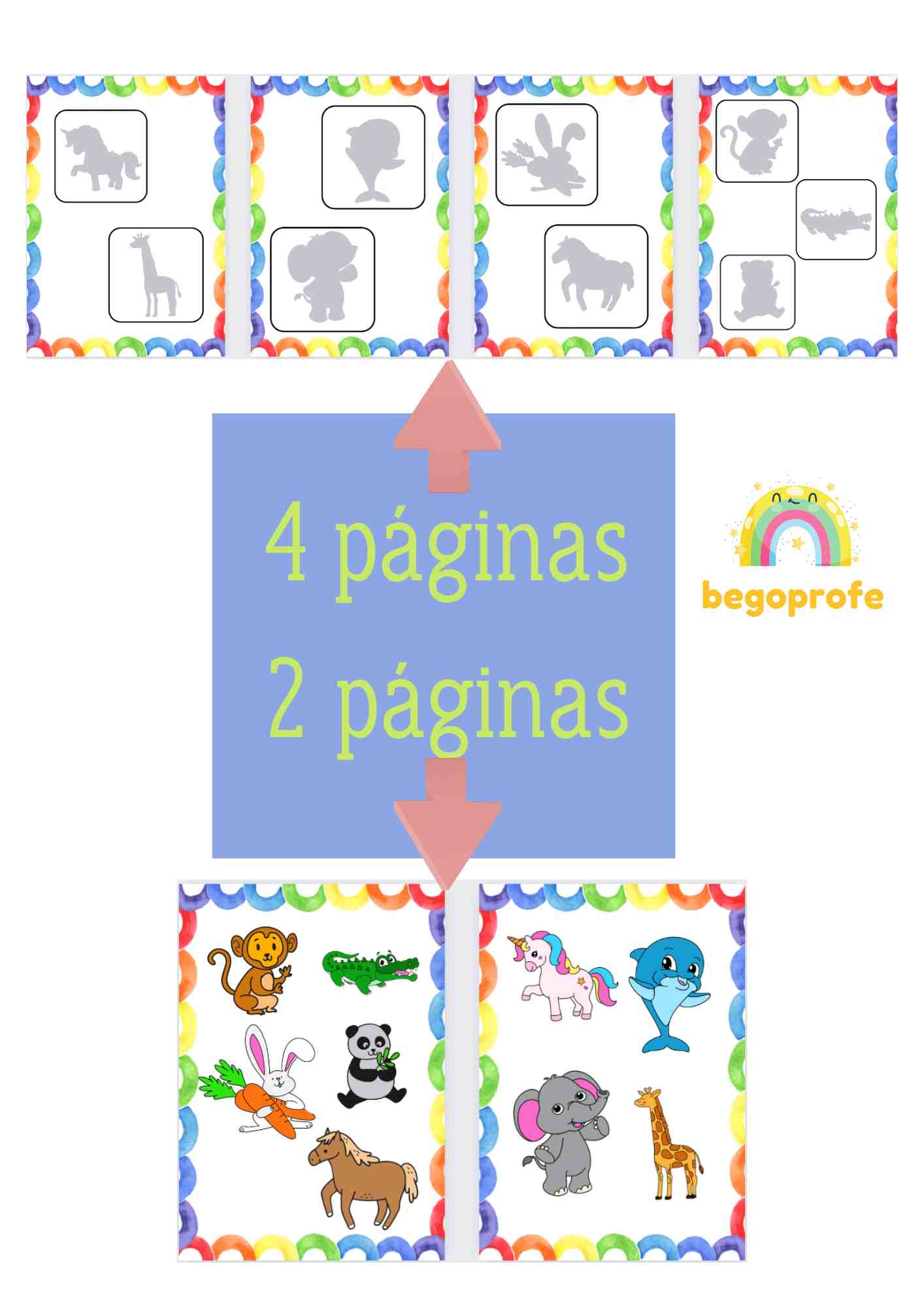 Profes Papel Tijera ACTIVIDAD PARA EMPAREJAR SOMBRAS DE ANIMALES