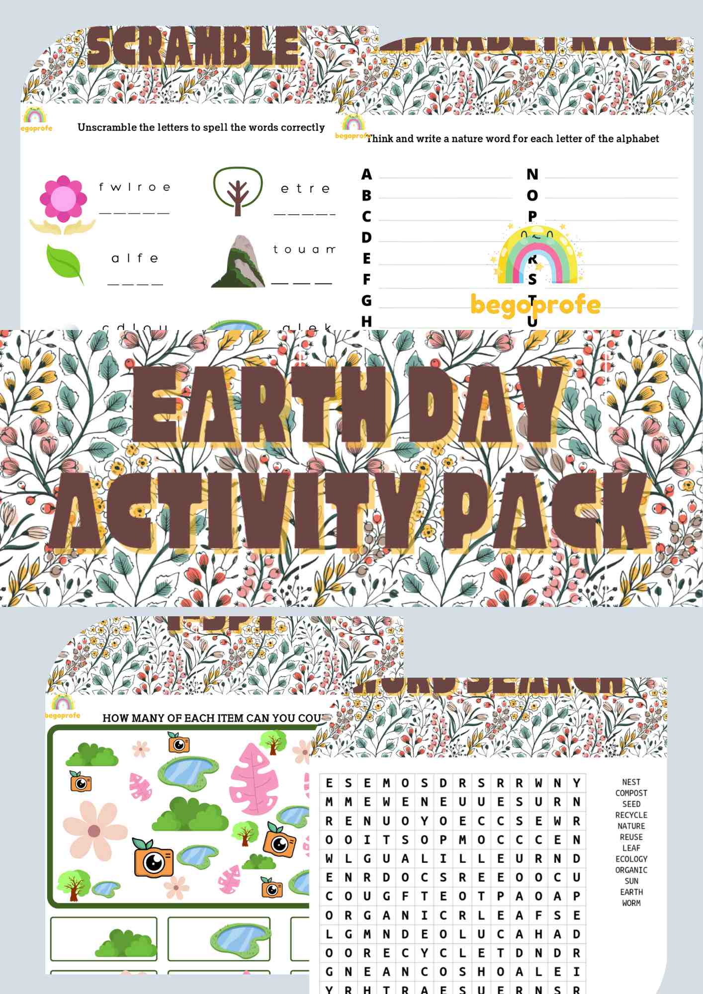 Earth day activity pack worksheets