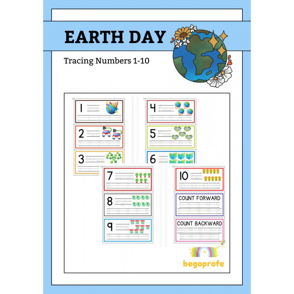 Tracing Numbers 1-10 Earth day