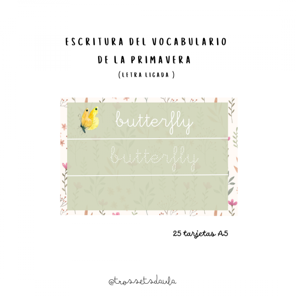 Lectura y escritura de palabras de la primavera en INGLÉS