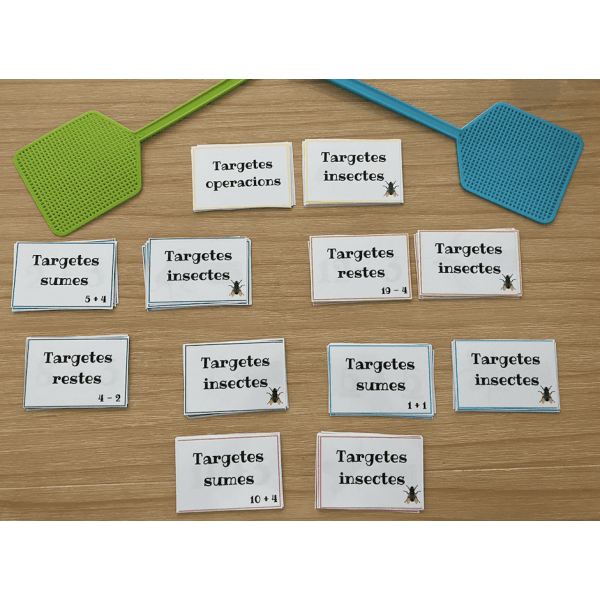 JOC MATEMÀTIC: ATRAPA L'INSECTE. MATERIAL MANIPULATIU CÀLCUL MENTAL. SUMES I RESTES.